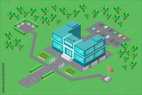 The building of the University in the isometric