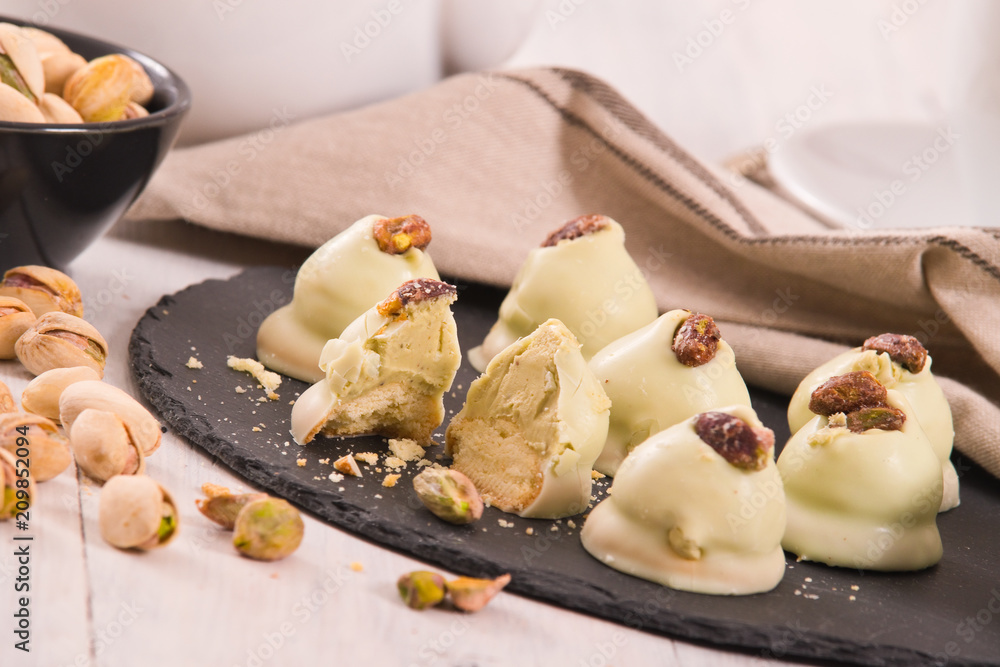 Pistachio truffles. Pistachio truffles.