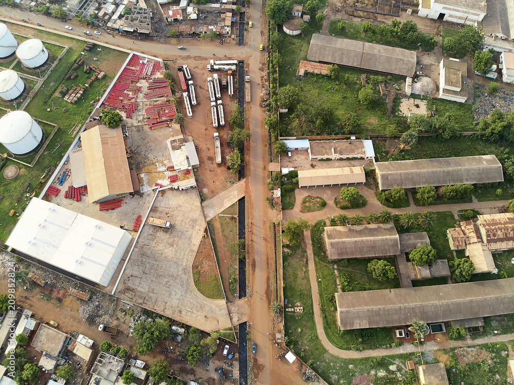 Fototapeta premium Aerial Drone view of niarela Quizambougou Niger Bamako Mali