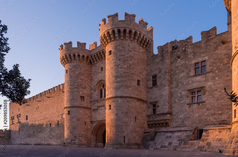 Medieval Castle of the Knights old town of Rhodes Island