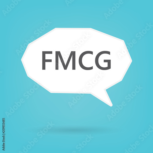 FMCG (Fast Moving Consumer Goods) written on speech bubble- vector illustration