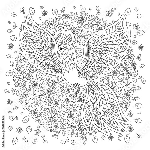  Firebird for anti stress Coloring Page with high details.