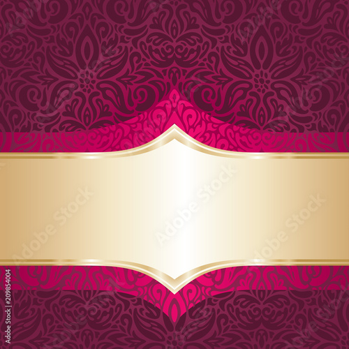 Background Floral red and gold luxury vintage fashion invitation design
