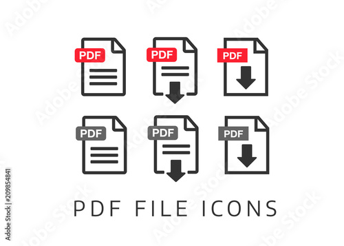 PDF File download icon. Document text, symbol web format information. Pdf icon photo