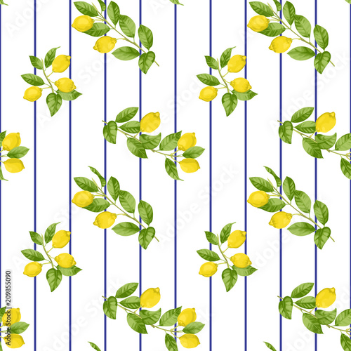 Lemon Striped Seamless Pattern