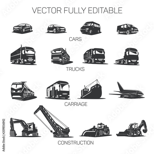 Vector transport cars, trucks, construction equipment of various types v2.