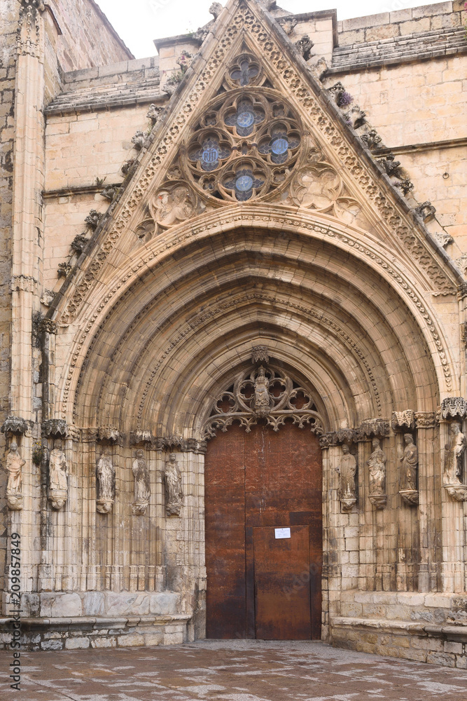 door of the virgins of the cathedral of Santa Maria in Morella, Maestrazgo, Castellon, Spain