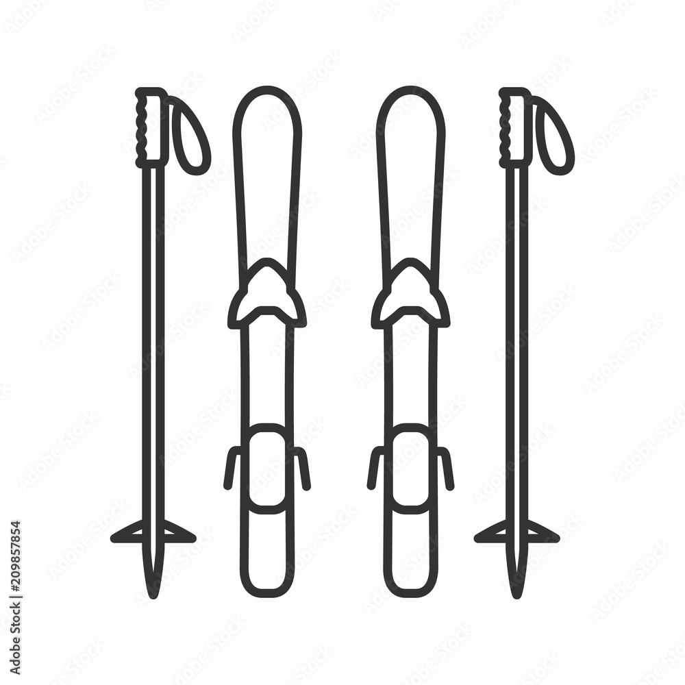 Skiing equipment linear icon Skiing equipment linear icon