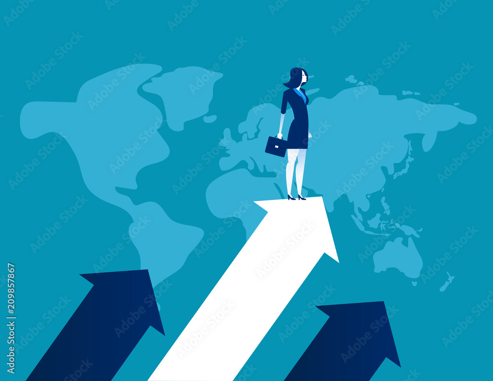 Upward. Businessman standing the arrow. Concept business success vector illustration, Flat business cartoon, Global company, Leadership. Upward. Businessman standing the arrow. Concept business success vector illustration, Flat business cartoon, Global company, Leadership.
