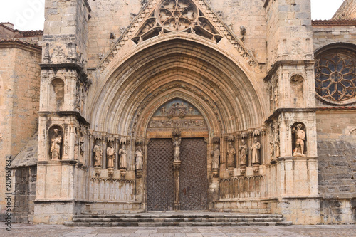 entrance of cathedral of Santa Maria in Morella, Maestrazgo, Castellon, Spain © curto