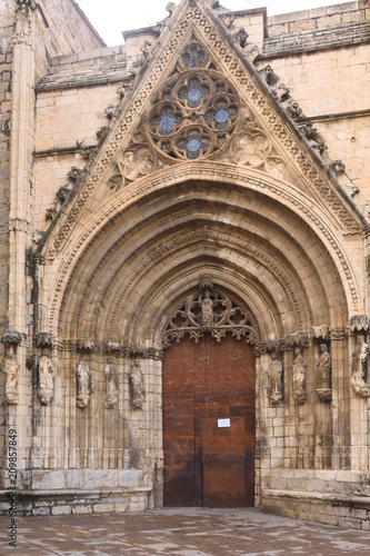door of the virgins of the cathedral of Santa Maria in Morella, Maestrazgo, Castellon, Spain