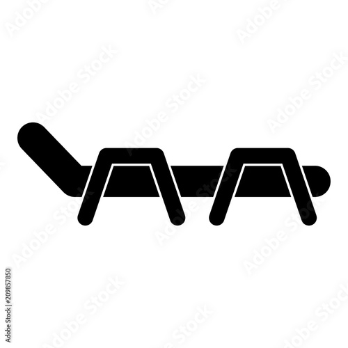 Beach chair chaise longue Beach bed icon black color illustration flat style simple image