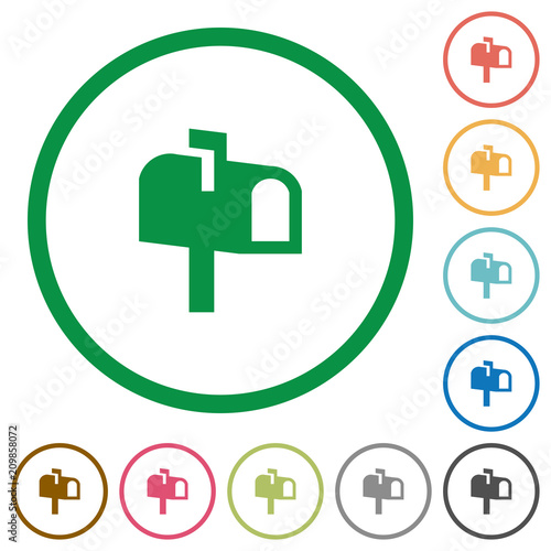 Mailbox flat icons with outlines