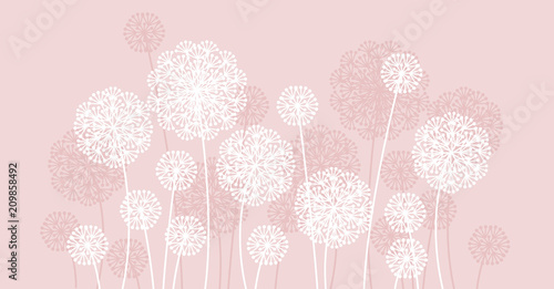 Abstract pale color summer dandelion motif