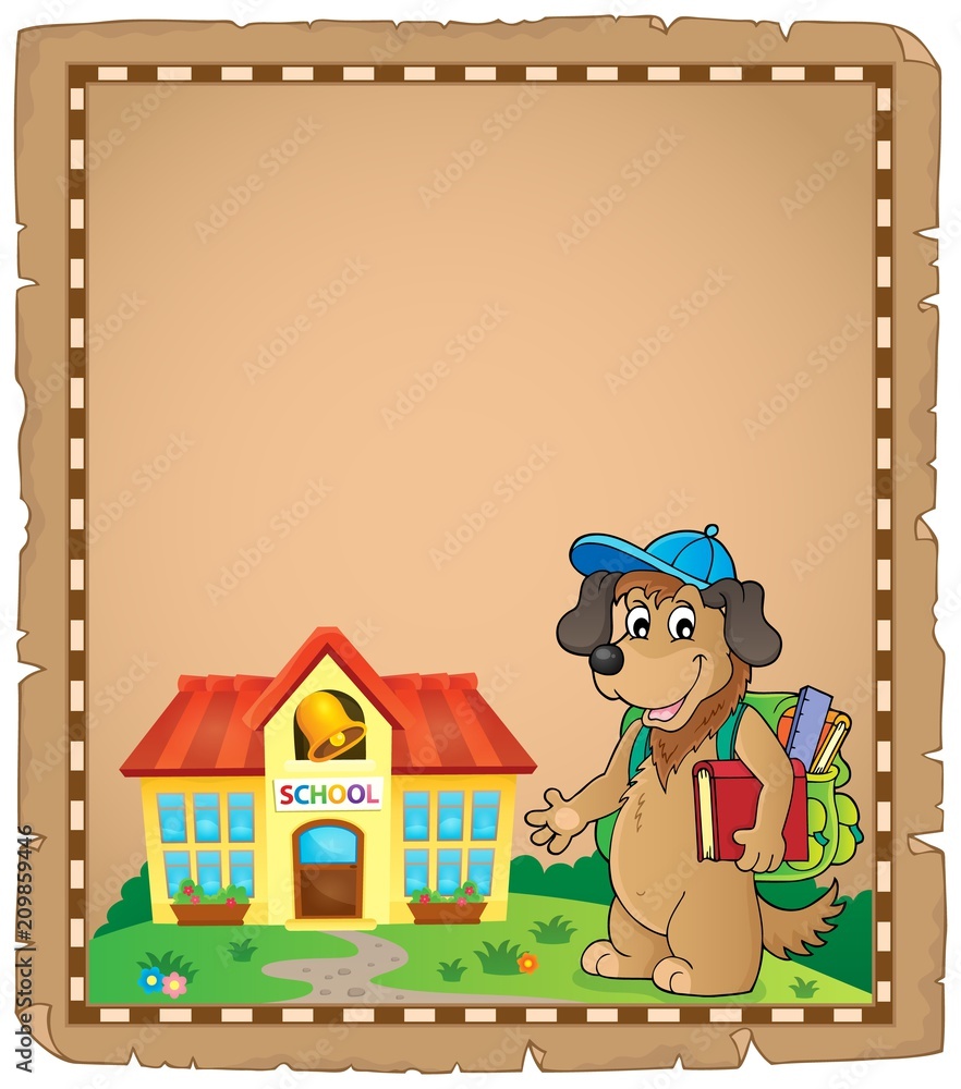 Naklejka premium School dog theme parchment 1