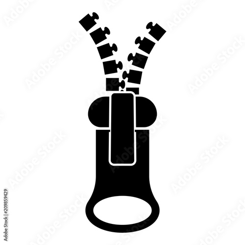 Tailor zipper icon black color illustration flat style simple image