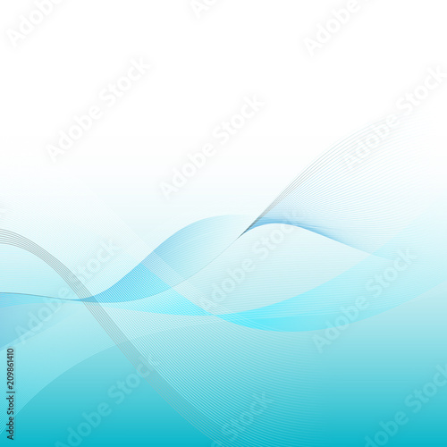 Abstract blue wavy flow curve wallpaper background.