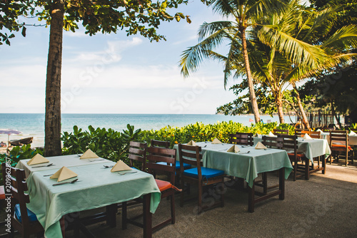 Cafe on the beach with beautiful ocean view