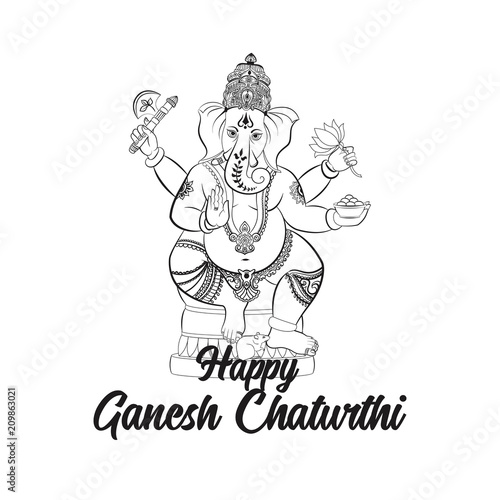 easy to edit vector illustration of Lord Ganpati on Ganesh Chaturthi background