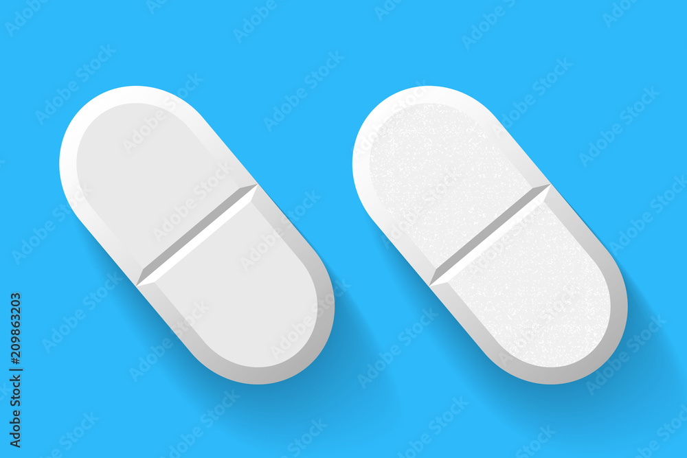 Realistic White Pills and Tablets Isolated on Background Realistic White Pills and Tablets Isolated on Background
