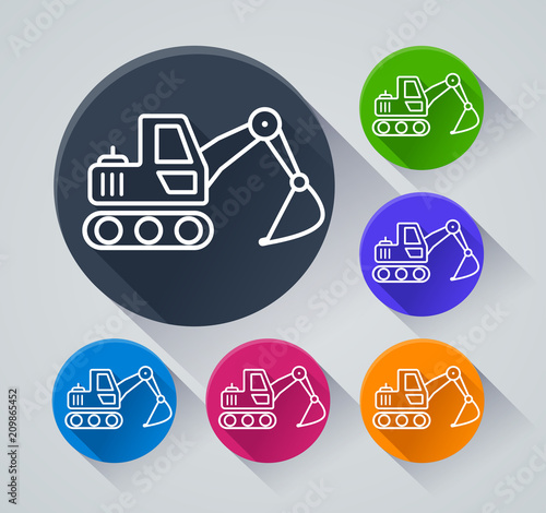 excavator circle icons with shadow