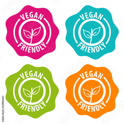 Vegan friendly Badges. Eps10 Vector.