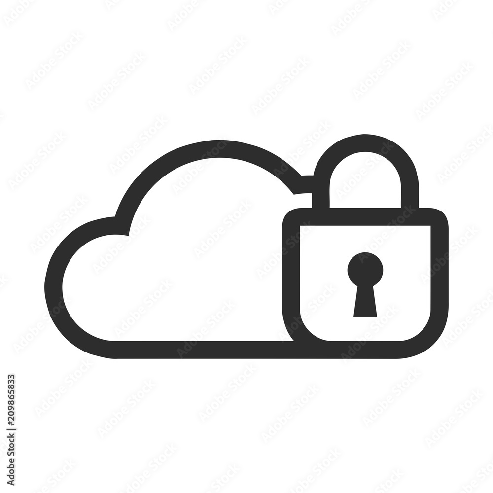 Cloud security icon. Protection symbol. Padlock sign. Cloud security icon. Protection symbol. Padlock sign.