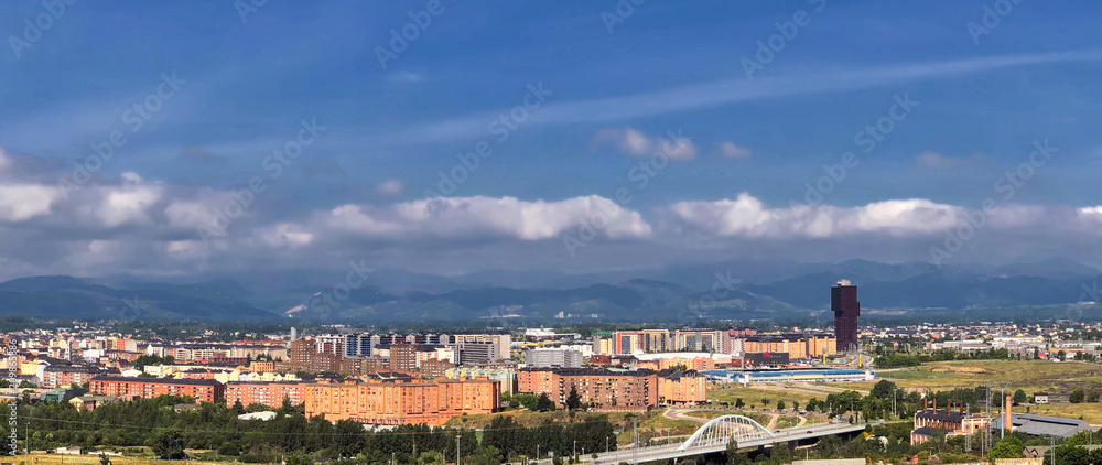 Panoramic view of Ponferrada in Castile and Leon, Spain.