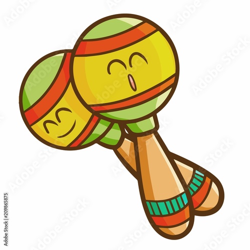 Cute and funny maraca smiling happily - vector.