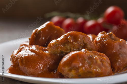 Meatballs with tomato sauce on plate