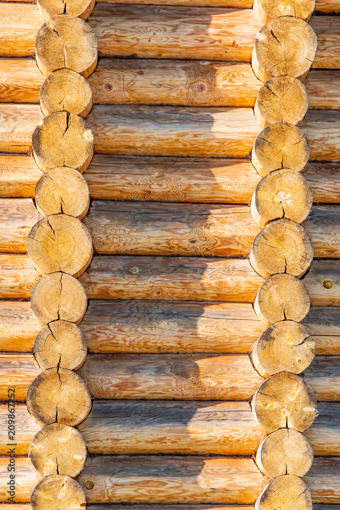 wooden background of logs