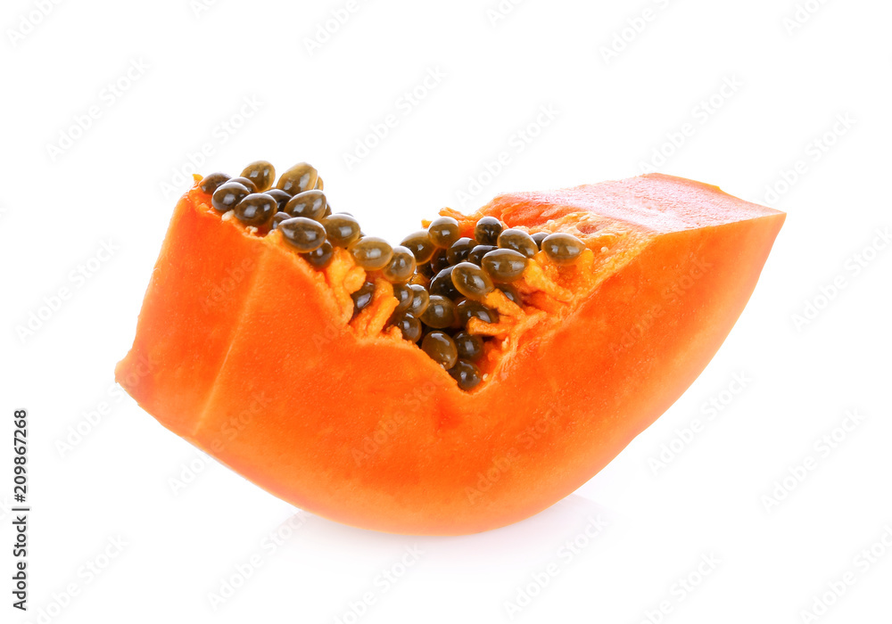 papaya piece on white background papaya piece on white background