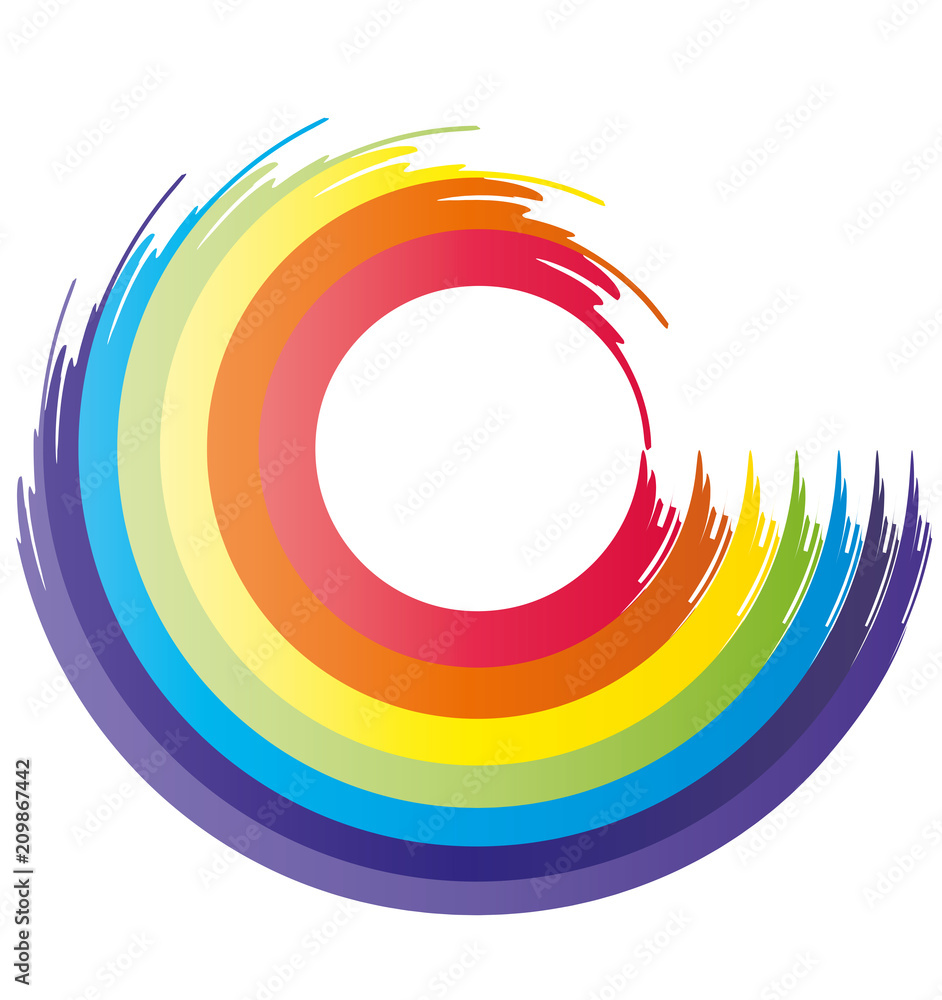 Obraz premium Regenbogen, Chakra - Logo für Yoga, Esoterik, Mantras und Meditation, Wellness, Achtsamkeit und Heilung, innerer Frieden und Balance