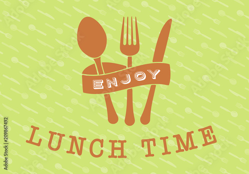 Lunch time with cutlery sign. Vector illustration