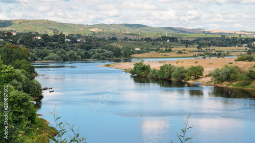 Fototapeta Naklejka Na Ścianę i Meble -  Embankment of River Tejo, in Constancia, Portugal