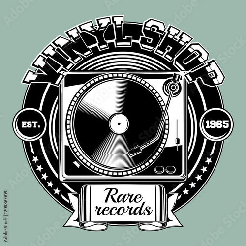 Musical vinyl shop emblem