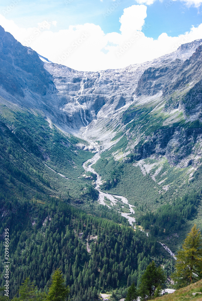 Waterfall form Adamello perennial glacier