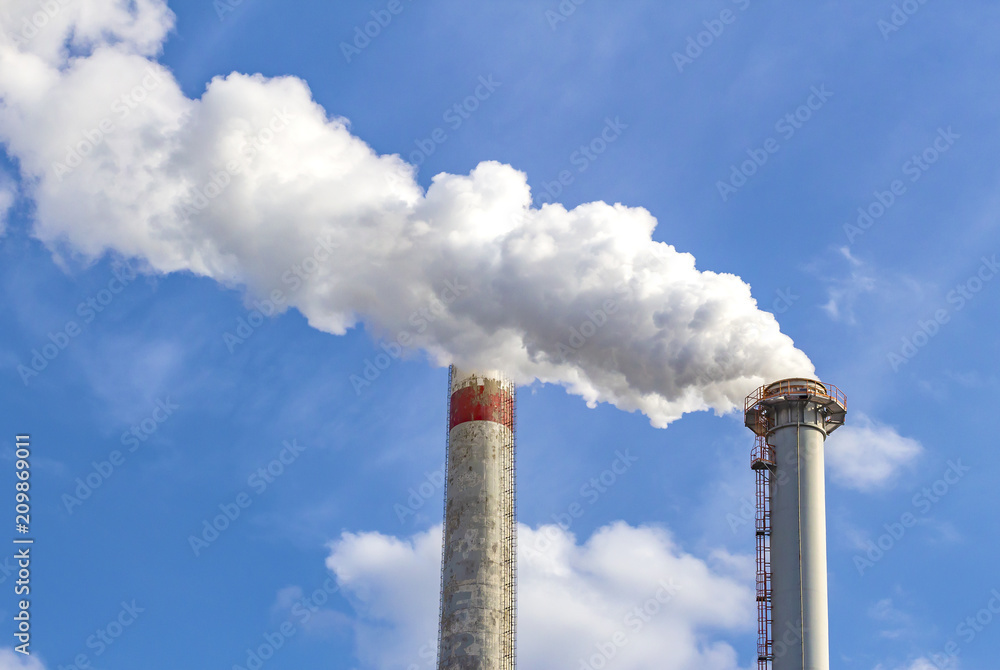 Industrial smoke from chimneys
