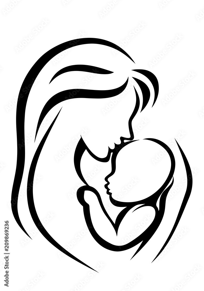 Happy mother day. Mother and baby illustration Happy mother day. Mother and baby illustration