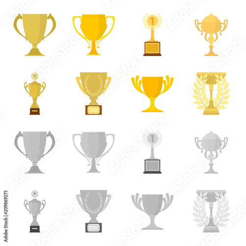 Gold Cup cartoon,monochrome icons in set collection for design. Winners Cup vector symbol stock web illustration.