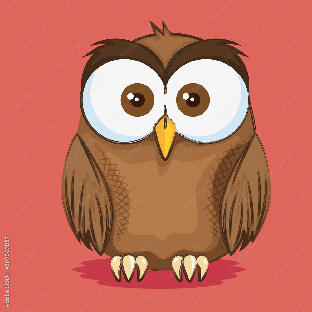 cute and little owl character vector illustration design
