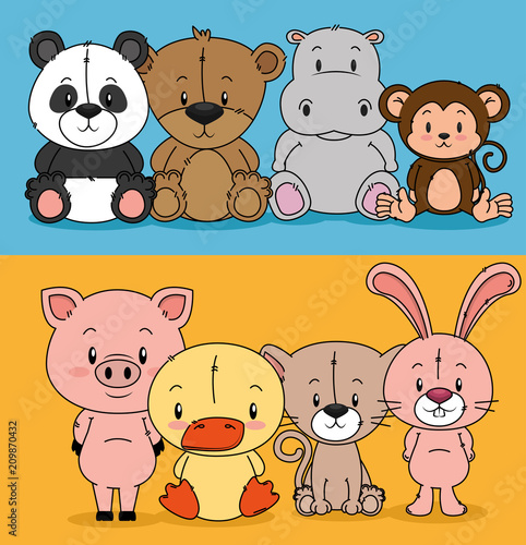 Fototapeta Naklejka Na Ścianę i Meble -  little and cute animals group vector illustration design