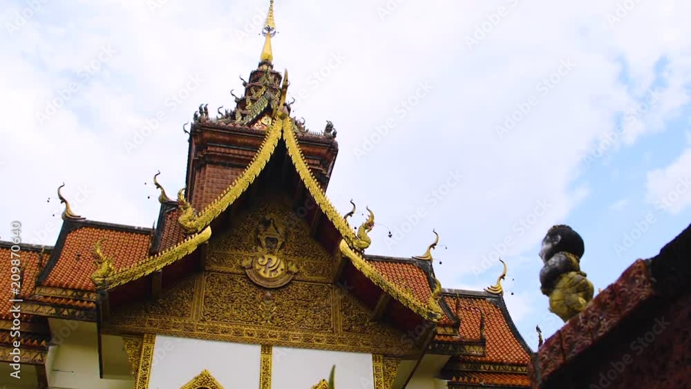 Revealing shot of temple Thai Buddhist temple Revealing shot of temple Thai Buddhist temple