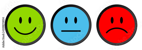 3 Mood Faces Green/Blue/Red Black Frame