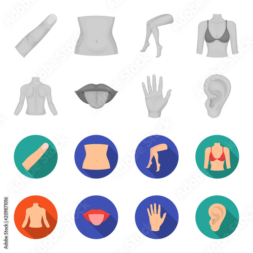 Back of the person, mouth, hand, ear. Part of the body set collection icons in monochrome,flat style vector symbol stock illustration web.