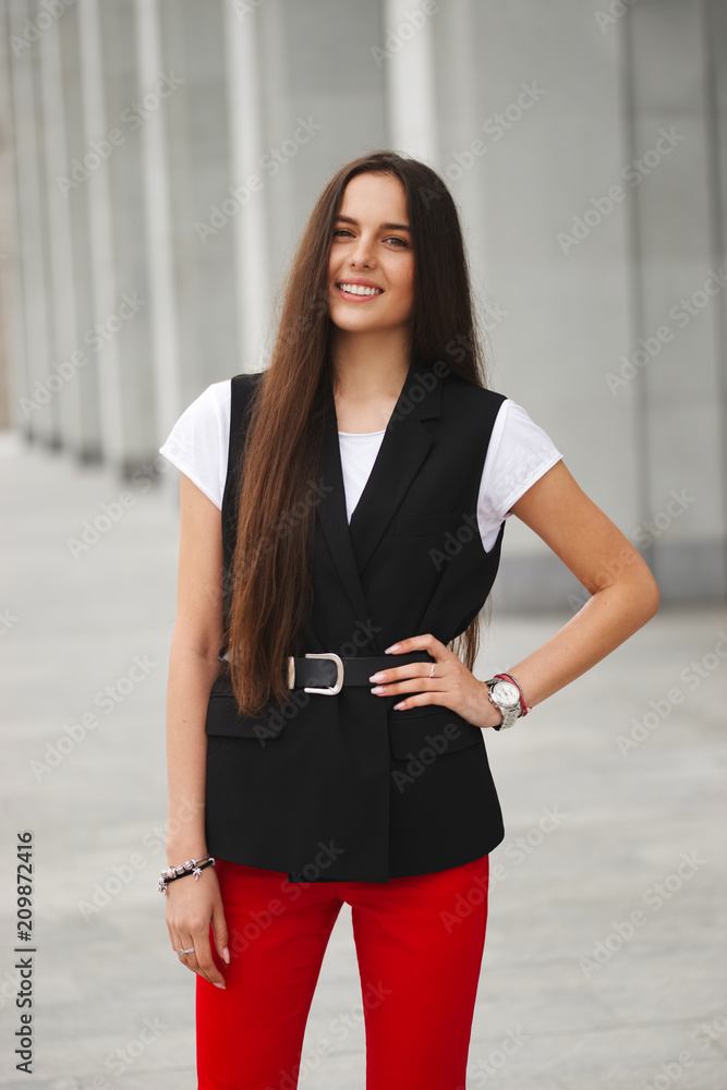 portrait of beautiful brunette with long hair