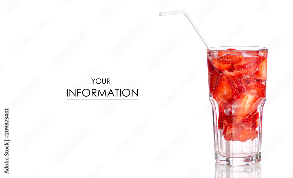 Glass strawberry lemonade pattern on background isolation