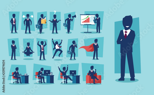 Vector set of businessman character