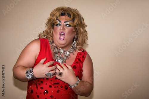Funny drag queen. Travesty actor.  photo