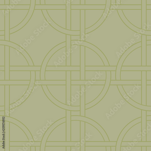 Olive green geometric ornament. Seamless pattern
